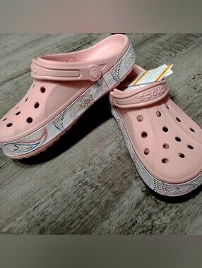 Crocs-style women's Pink Floral-Trim Clogs